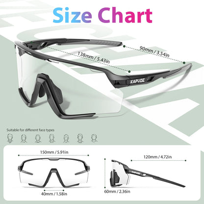 Photochromic Cycling Glasses Silver Lens Sunglasses Multi Color Men Women Bike Outdoor Eyewear Riding Driving Running