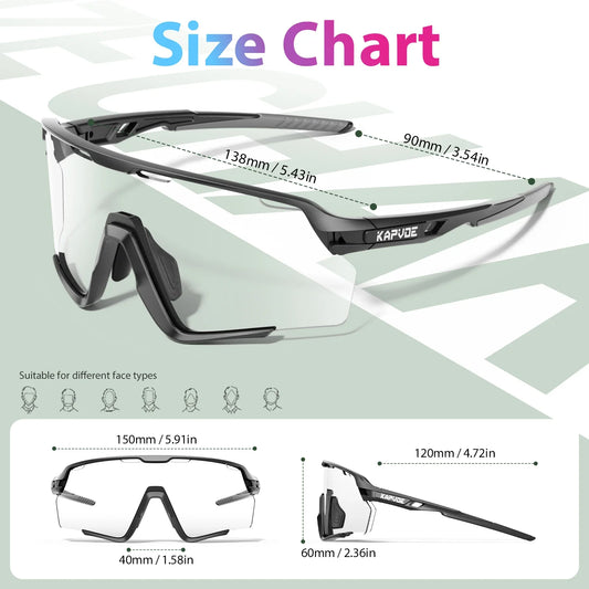 Photochromic Cycling Glasses Silver Lens Sunglasses Multi Color Men Women Bike Outdoor Eyewear Riding Driving Running