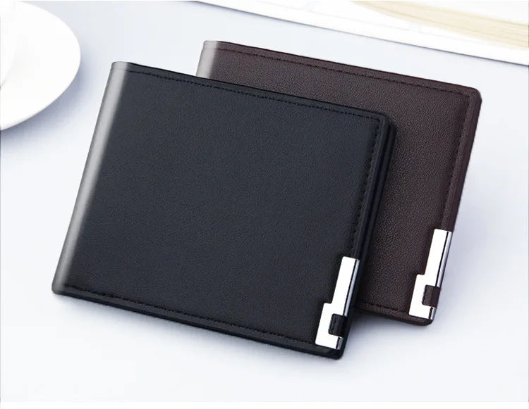 Short Men Wallets Card Holder Photo Holder Slim Male Print Wallet High Quality PU Leather Money Bag New Kpop Small Men's Purse