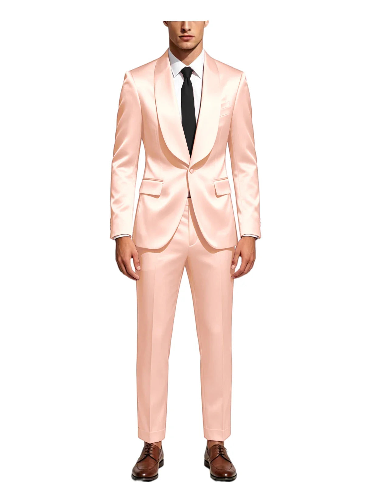 Luxury Men's Satin Tuxedo Suit Shawl Lapel Slim Fit 2-Piece Blazer & Pants Set Formal Business Casual Jacket Coat for Wedding