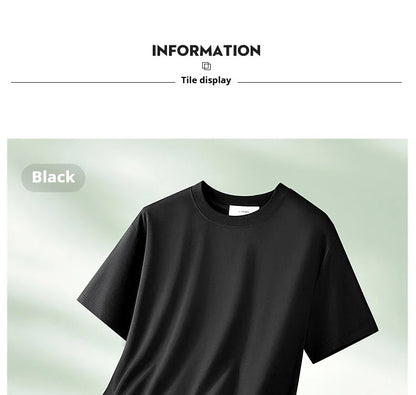 64% Cotton 25% Bamboo Fiber Cool T Shirt Men Short Sleeve Summer Tops For Men Round Neck Skin Friendly Solid Color Male Clothes
