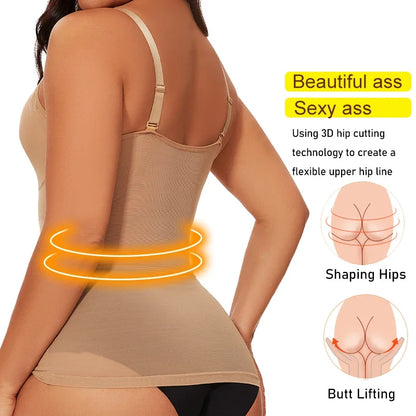 Women Built in bra Shapewear Camisole Tummy Control Body Shaper Slimming Underwear Compression Corset Bustier Tank Tops