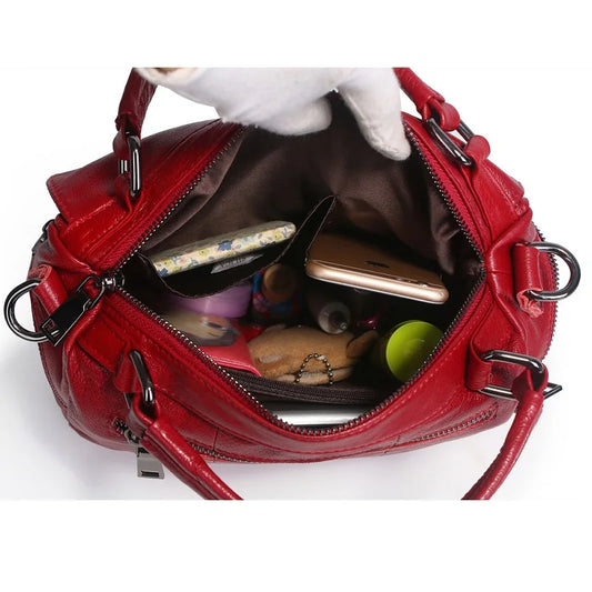 Women Natural Leather Handbags Female Bag High Quality Solid Color Zipper Shoulder Crossbody Bag Cowhide Tote Top-Handle Bags