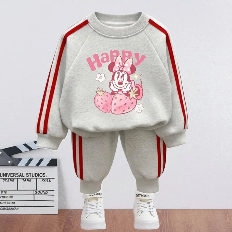 2026 Spring New Style Children Clothing Sets Girls O Neck Hoodies and Side Stripe Trouser Two Piece Kids Casual Sweatshirts Set