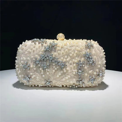 Women's Clutch Bag Crystal Pearl Clutch Purse Luxury Handbag Embroidery Evening Bag Wedding Bag for Bridal Shoulder Bag ZD1529