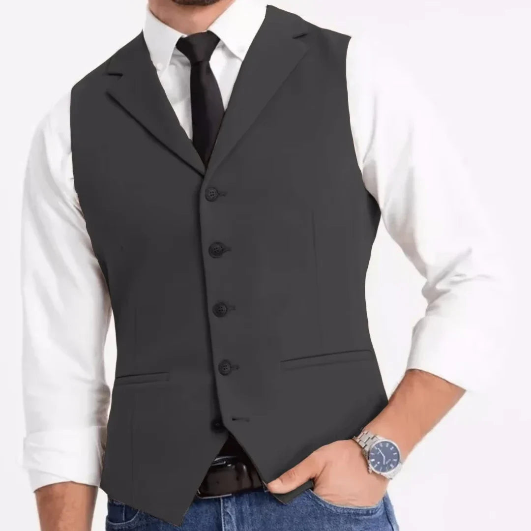 Men Vest White Double Button With Pocket Solid Waistcoat For Wedding Banquet Business Work Office Casual Daily Men Suit Vest