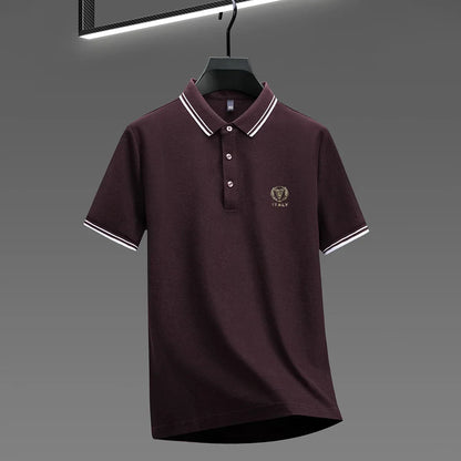 100% pure cotton men's polo shirt high-end brand unique letter printed short sleeve summer new comfortable casual lapel T-shirt