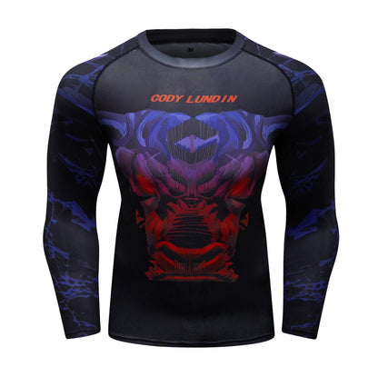 Men Sun Ptotection Fabric Gym Fitness long Sleeve Rashguard Spandex Quickly Dry jiu jitsu No Gi Rash Guard Bjj Grappling Shirts