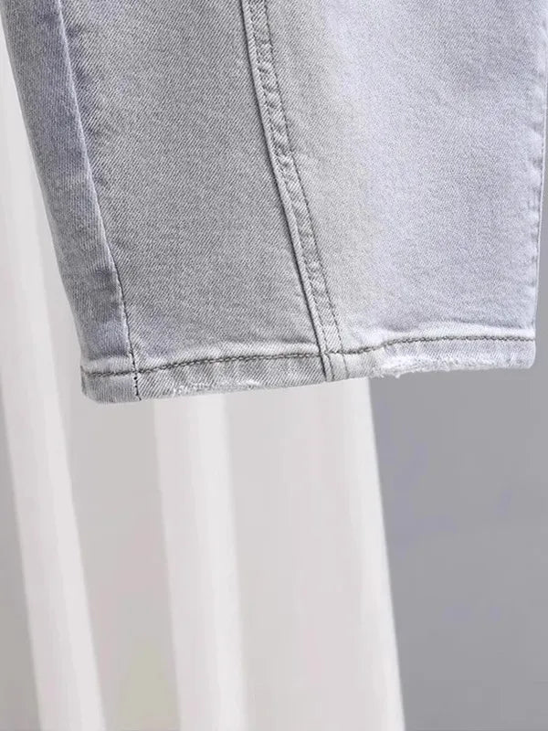 Spring Summer New Loose Dad Jeans Women Wide Leg High Waist Denim Pants Elastic Banana Long Trousers Sli Slimming Effect