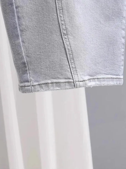 Spring Summer New Loose Dad Jeans Women Wide Leg High Waist Denim Pants Elastic Banana Long Trousers Sli Slimming Effect