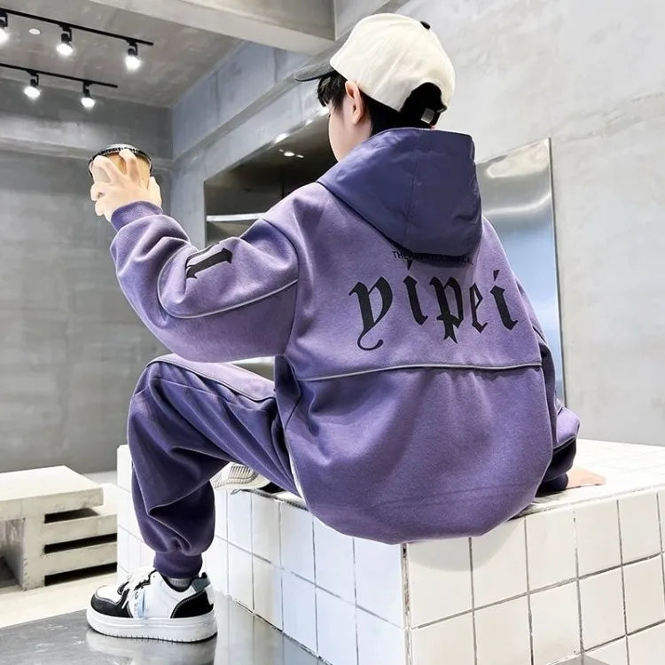2025 Boys' Long Sleeve Spring Autumn Two-Piece Hoodie Set Trendy Cool Stylish M-L Size