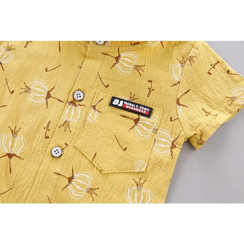 New Summer Fashion Children Baby Boys Clothes Suits Infant Full Printed Shirt Shorts 2pcs/Set Kids Toddler Casual Outfit 0-5Y