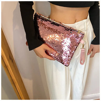 Fashion Women's Sequined Bling Handbag And Purse Small Wedding Party Evening Bag Lady Wristlet Clutch Bag Female Envelope Bag