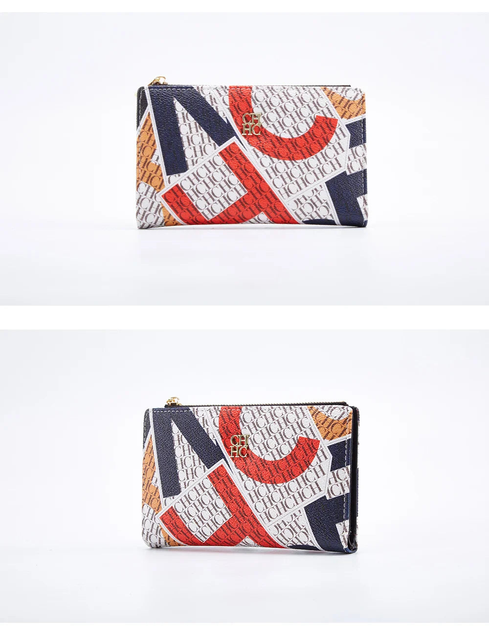 Women's Wallet CHCH Fashion Letter Cartoon Pattern Classic Retro Long Storage Wallet PVC Material Bag