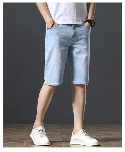 2025 Summer Brand Stretch Thin Bermuda Masculina Cotton Denim Jeans Jorts Men Knee Length Soft Ropa Hombre Shorts