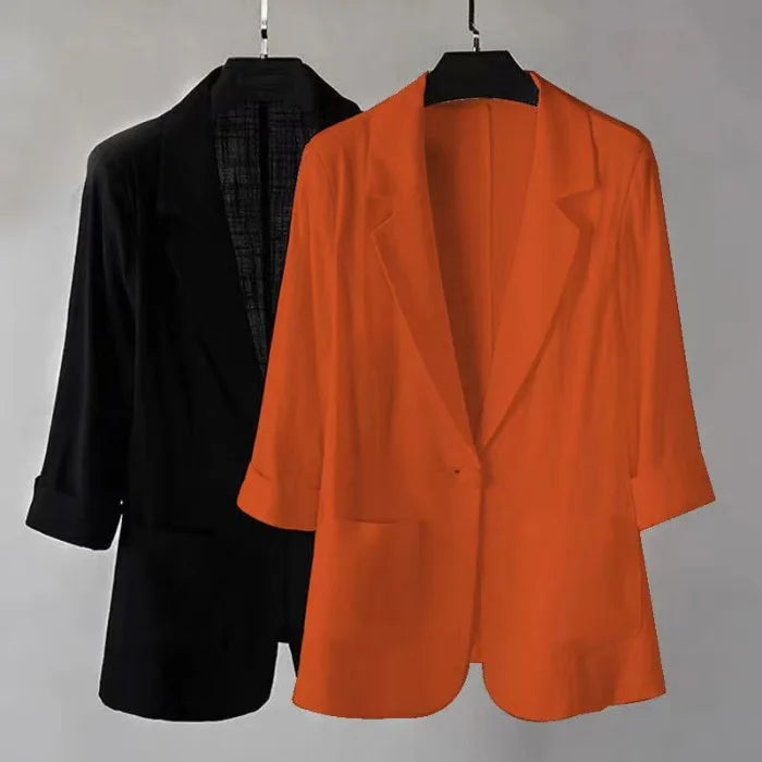 Linen Small Blazer For Women, Thin  Summer Suit, Korean Version, Sun Protection, Casual British Style, White And Black