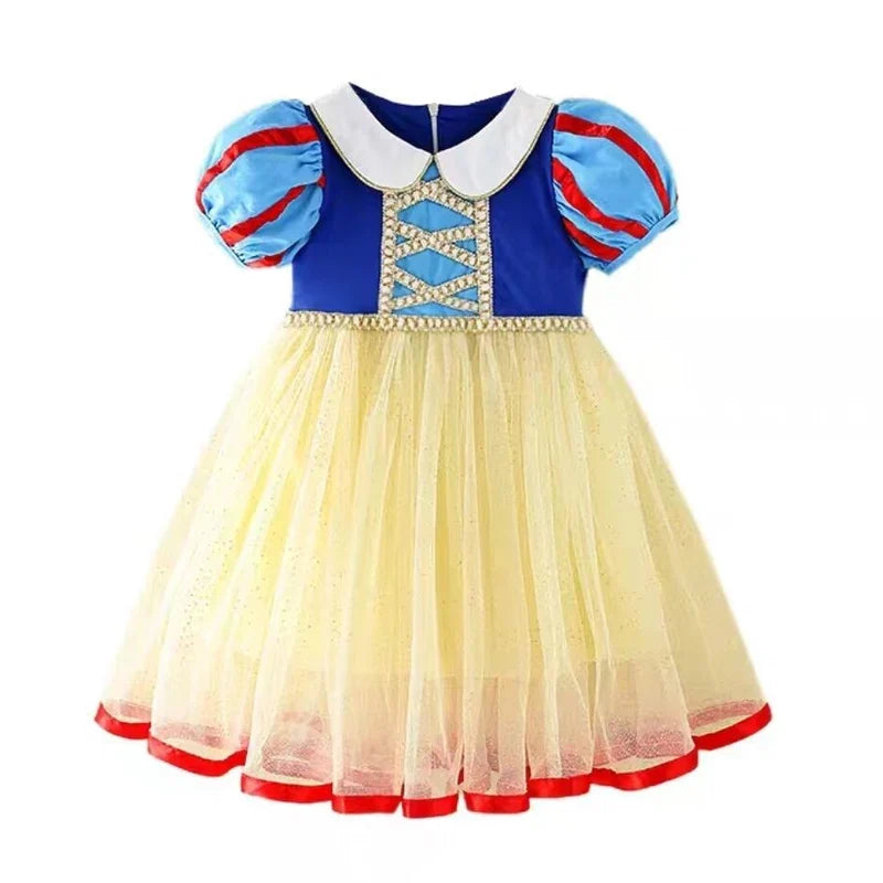 Kids Girl Snow White Dress Summer Short Sleeved Birthday Party Elsa Princess 2026 New Halloween Costume for Girls 2-8 Years Old
