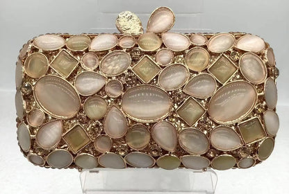 Natural Rhinestone Handmade Clutch Women Wedding Party Cocktail Evening Bag Colorful Diamond Handbag Fashion Yellow Purse
