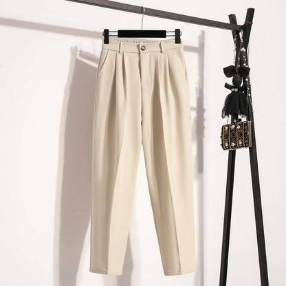 Plus Size Pants Woman 2026 Spring Autumn New Arrival High Waist Suit Pants High Quality Korean Style Straight Trousers