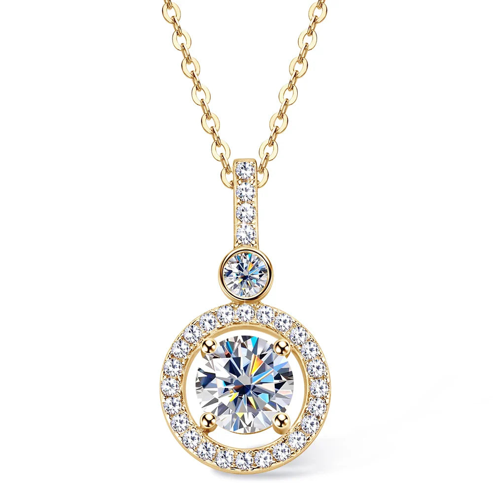 925 Silver Full Moissanite Pendant Necklace Certified 6.5mm D Color Lab Created Diamond Necklace for Women Quality Jewelry Gift