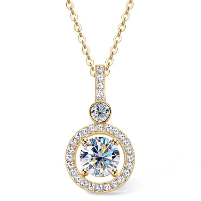 925 Silver Full Moissanite Pendant Necklace Certified 6.5mm D Color Lab Created Diamond Necklace for Women Quality Jewelry Gift