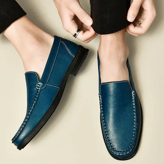 Leather Men Footwear Slip on Office Man Formal Shoes Wedding Party Men Dress Shoes Breath Driving Lazy Loafers