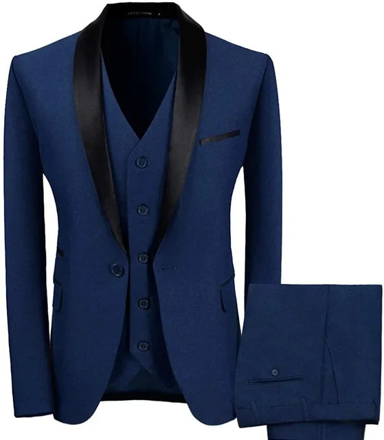 Fashion Colorful Black Lapel Wedding Men Suit Costume Homme Groom Tuxedo Prom Party 3 Pcs Slim Fit Men Blazer Terno Masculino