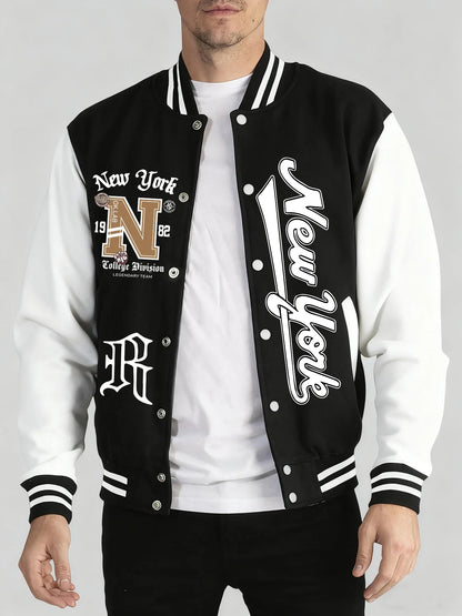 Los Angeles Art Letter Prints 2 Colors Tops Men Autumn Winter Casual Jackets Fashion Soft Baseball Jersey Loose Sports Clothes