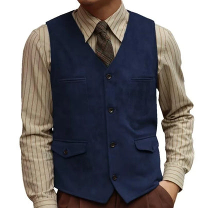 Men Vest Coffee Velvet Single Button With Pocket Waistcoat For Wedding Birthday Banquet Business Casual Work Daily Men Suit Vest