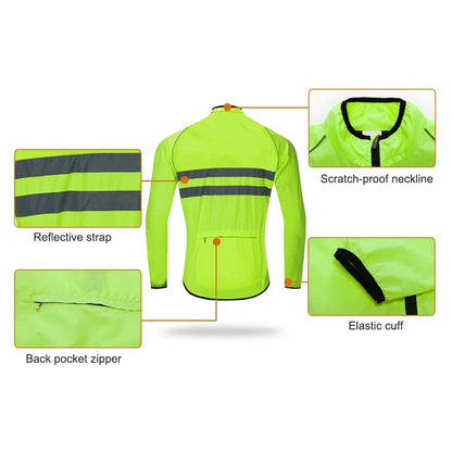 Ultralight Men's Cycling Windbreaker Reflective Jacket Windproof Bike Jacket Water Resistant MTB Road Bicycle Long Jersey