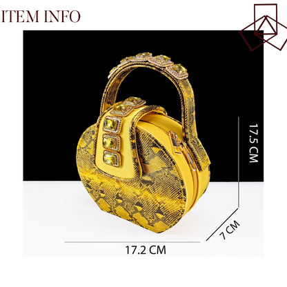 New Luxurious Italian Women's Party Shoes&Bag Set Elegant Golden Rhinestone  Sandals with Peep Toe High Heels Wedding