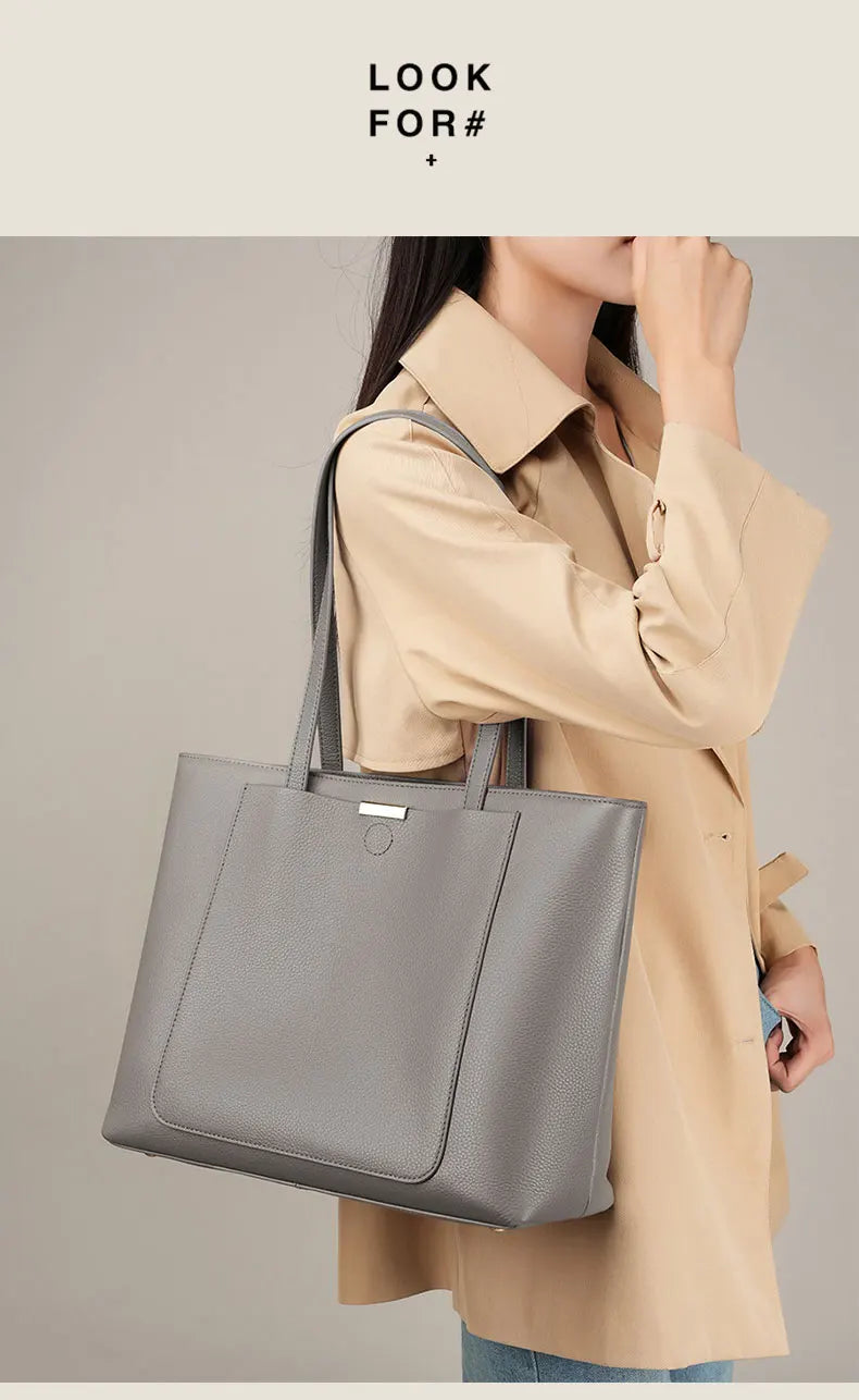 100% Genuine Leather Women's Bag Large Capacity Simple Fashion Cowhide Women Shoulder Bag Female Storage Handbag 2328