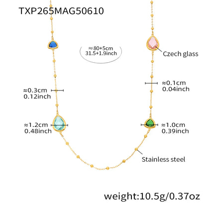 Nivora Hyperbole Overlength Stainless Steel Chain Necklace For Women Water Drop Glass Necklace Wedding Jewelry Accessory