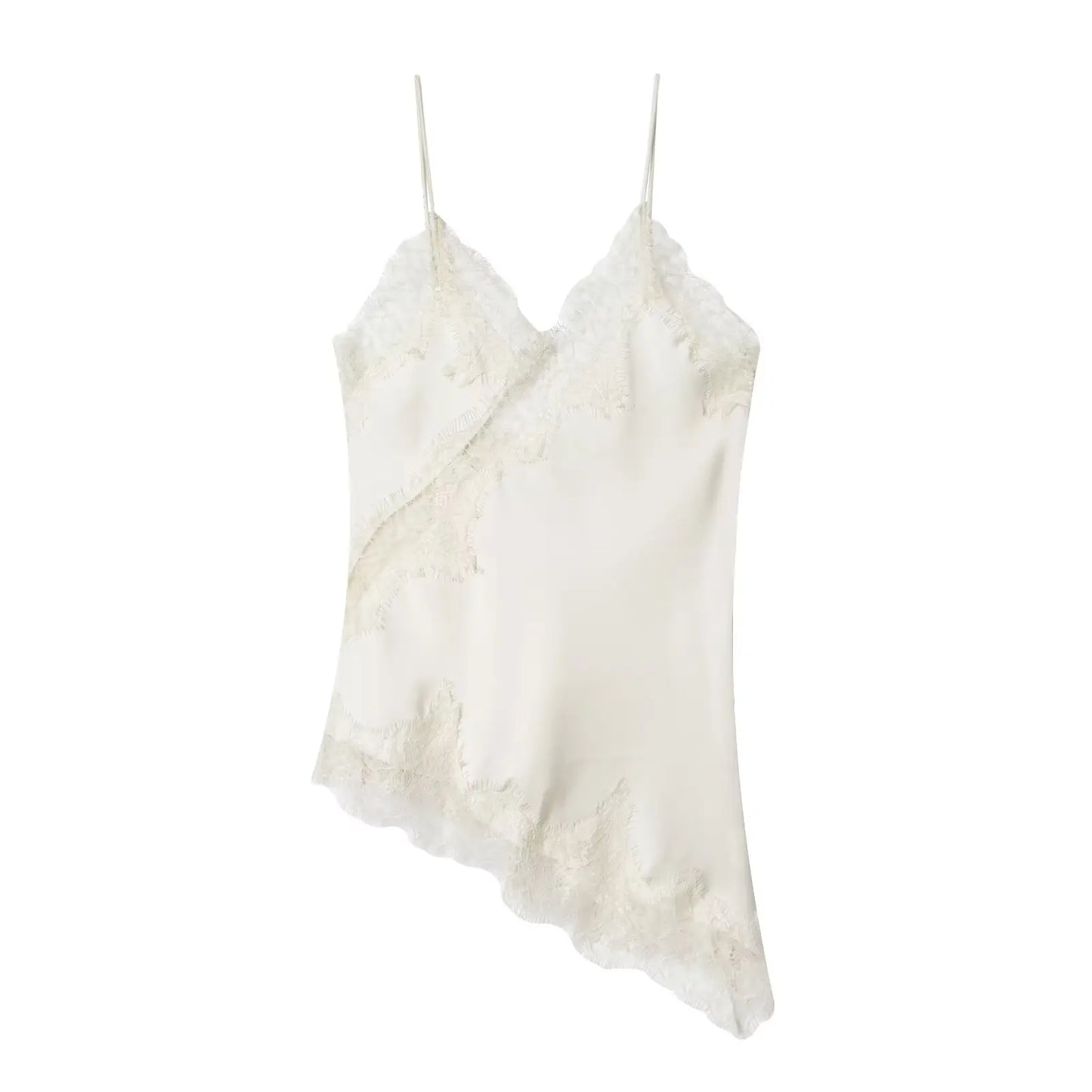 Sexy Women Asymmetrical Lace Slip Tops Summer Female Backless Sleeveless Off Shoulder Underwear Tanks Elegant Beach Camisole