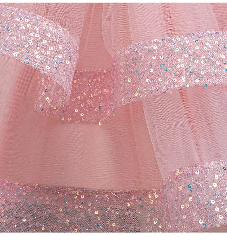 Fashion Solid Princess Dress Girls Lace Mesh Sleeveless Flower Girl Dresses Summer Children Clothing Girls Dress 1-10 Years