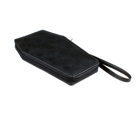 Portefeuille zippé en cuir synthétique, motif cercueil style gothique, pour Halloween, pochette tendance