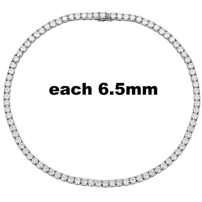 2.5-6.5mm Full Moissanite Tennis Necklace for Women Sparkling Diamond Pendant 925 Sterling Silver Fine Jewelry Gift GRA