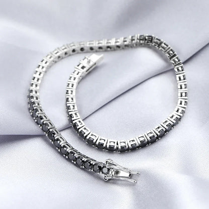 GRA Certified 3/4/5mm Full Black Moissanite Tennis Bracelet for Women Men 925 Silver Plated 18K Rose Gold Link Bracelets