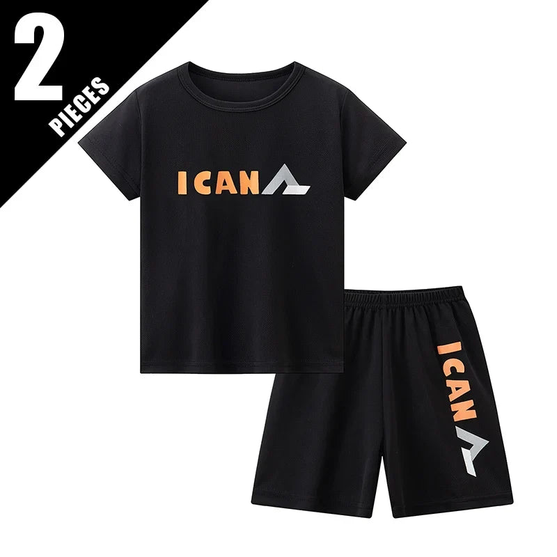 2/5-piece Set 2026 Summer Children's Multi-color Quick Drying Casual Suit Boys And Girls Versatile Short Sleeved Sports Shorts
