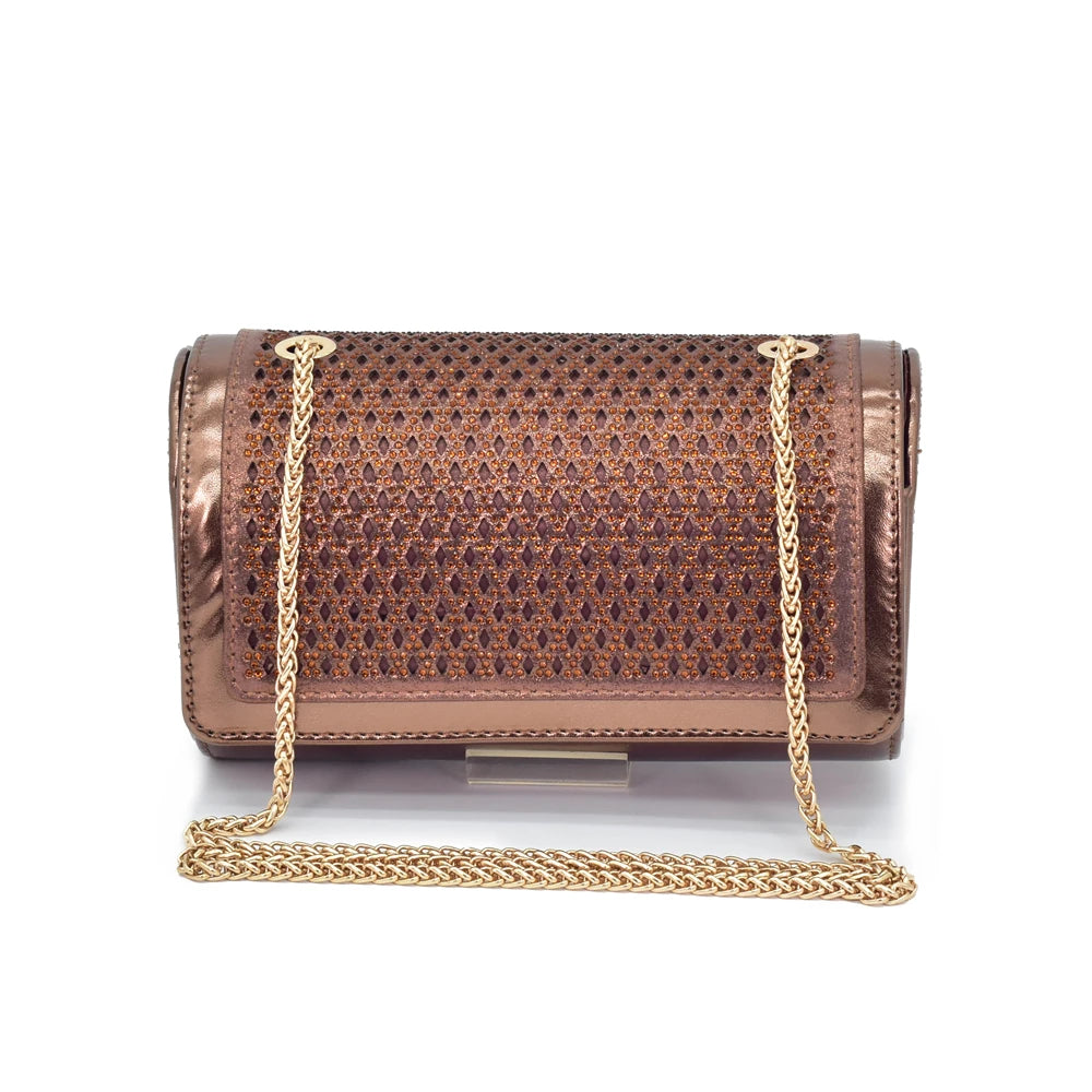 New Arrival Women Italian Shoes and Matching Bags Sets Decorated with Rhinestone Fashion Party Shoes and Bag Match for Women