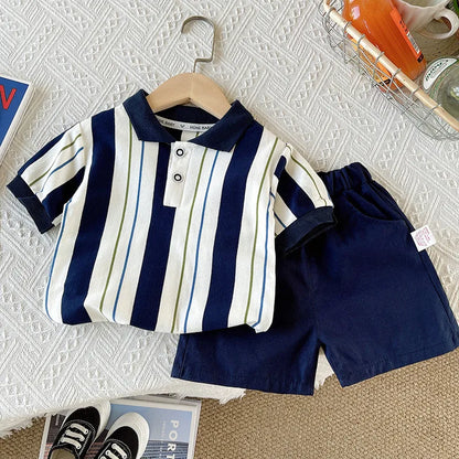 New Summer Baby Boys Clothes Suit Children Short Sleeved Striped T-Shirt Shorts 2Pcs/Sets Infant Casual Costume Kids Tracksuits