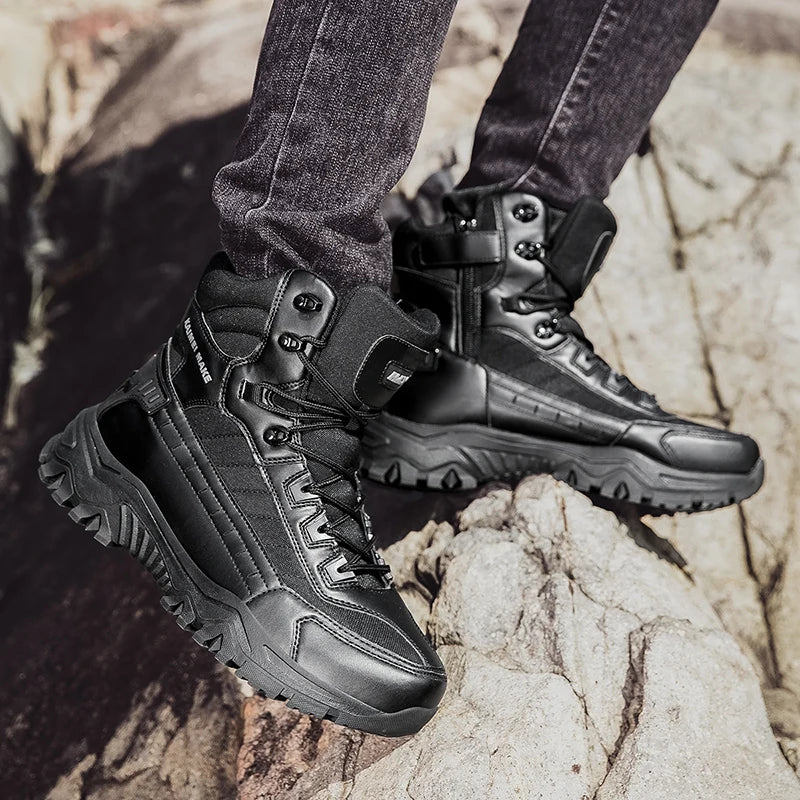 2025 Fashion Men's Desert Combat Boots Outdoor Non-slip Hiking Shoes Waterproof Men's Work Boots Men Tactical Boots Ankle Boots