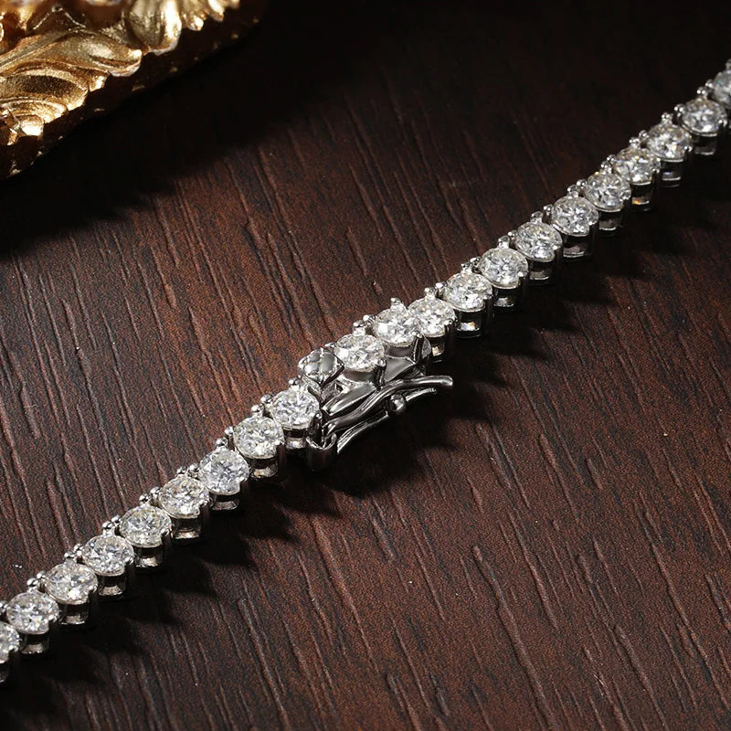 3 Claw D VVS1 Moissanite Tennis Necklace s925 Sterling Silver 18k White Gold GRA Certified Wedding Necklaces for Women