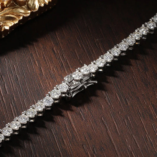 3 Claw D VVS1 Moissanite Tennis Necklace s925 Sterling Silver 18k White Gold GRA Certified Wedding Necklaces for Women