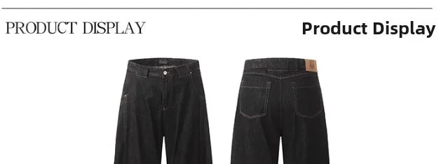 American Retro Deconstructed Bla Knife  Jeans Women's Loose Silhouette Wide Leg Floor Length Trousers Casual High Waist...