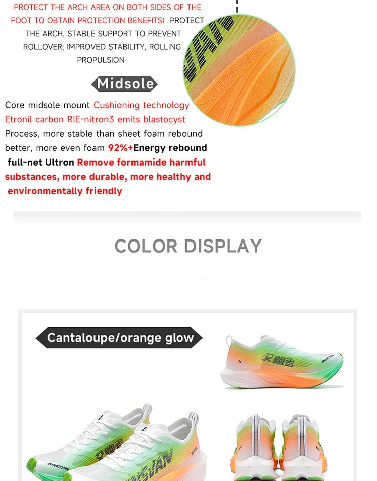 Carbon plate men marathon running shoes professional stable support shock absorption ultra light rebound sports shoes