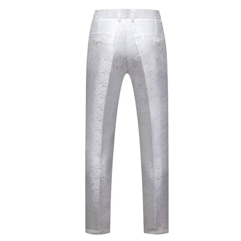 Blue Men's Suit Trousers, Jacquard Fabric Pants, Wedding Party Dress Pant, Asian Size M-5XL 6XL, Pantalones Hombre