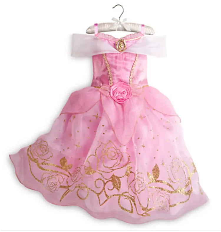 Girls Princess Dress Kids Disney Elsa Anna Snow White Aurora Sofia Rapunzel Cinderella Halloween Costume Children Birthday Party