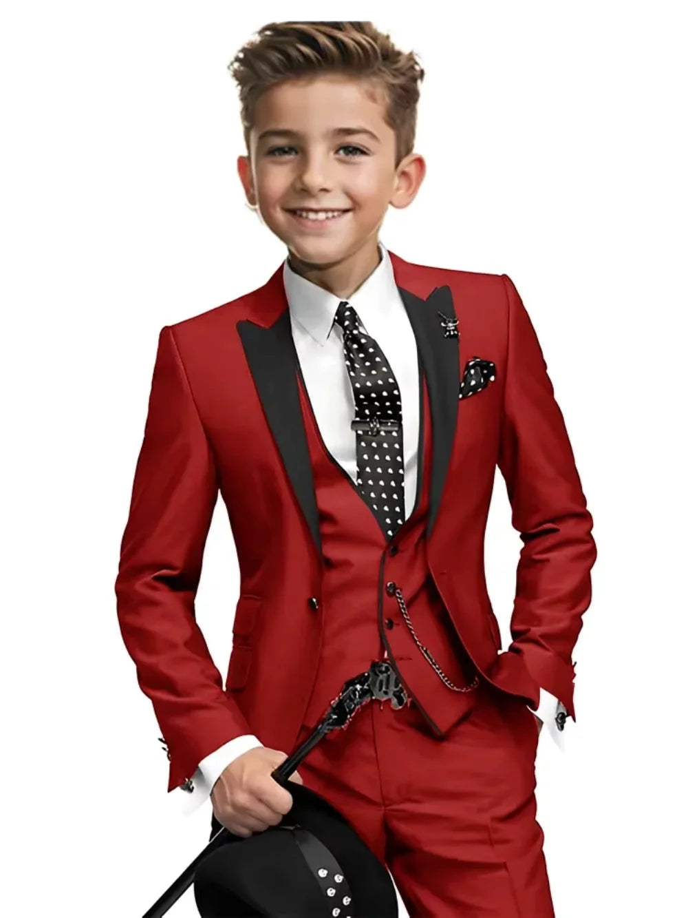 High Quality Boys Formal Suit Set 3 Pieces For Violin Performance Classy Peak Lapel Kids Slim Fit Tuxedo Birthday Party Wear