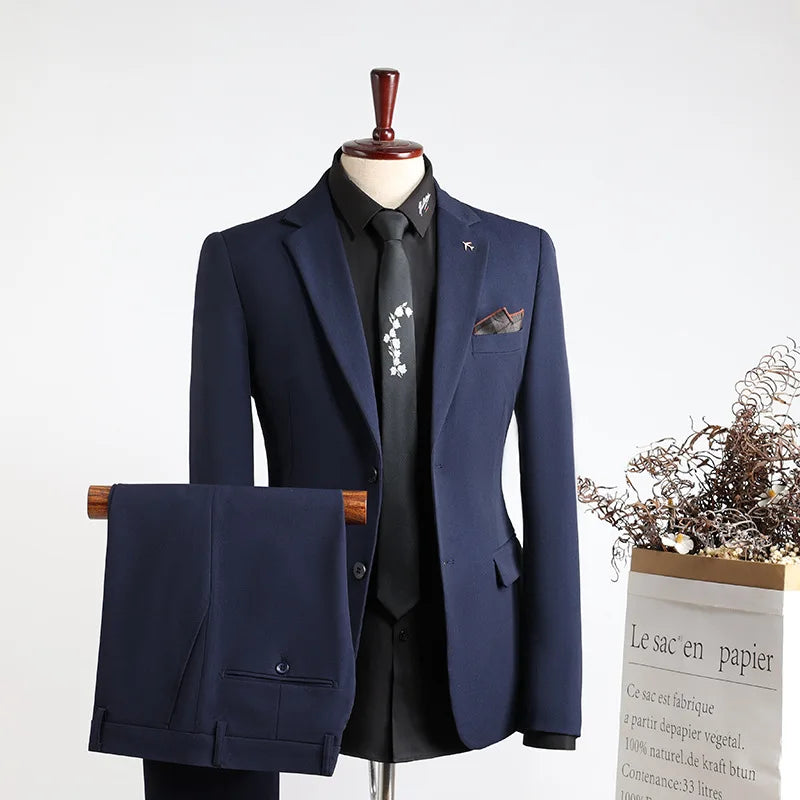 Classic Men Suit Sets Wedding Banquet Groomsman High Quality Blazer Pants 2 Pieces Evening Prom Male Leisure Slim Fit Outfits